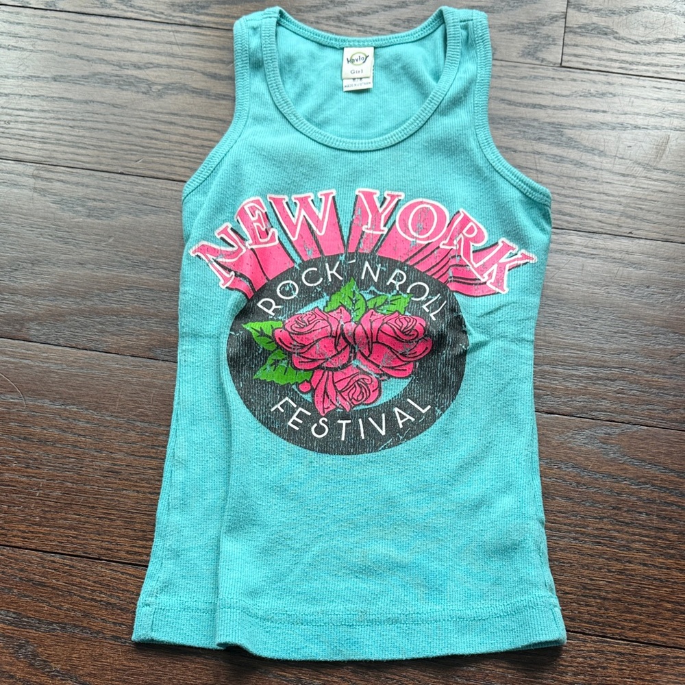 Kids Teal Rock N Roll Festival Tank Top